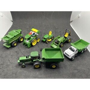 John Deere Tractors And Dump truck Lot Of 7 Mower  Carts and Pull alongs